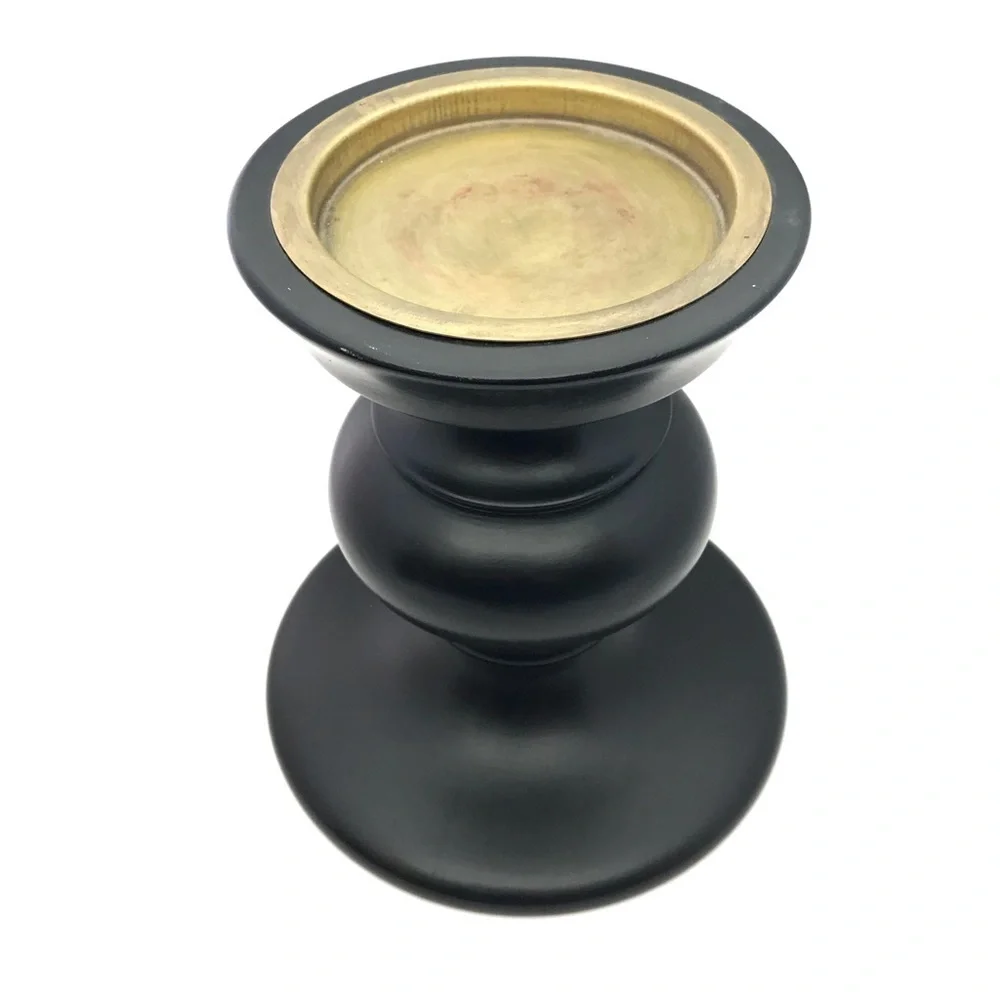 Chunky Dark Expresso Wood Candle 4”‎ Holder Decor